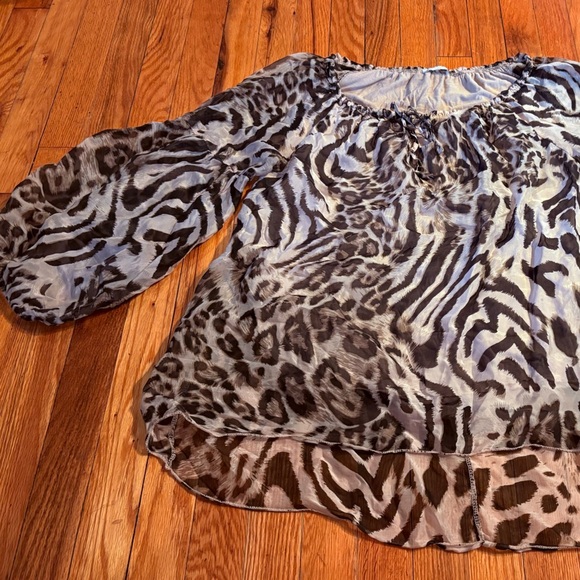 Tops - Sheer Animal Print Italian Blouse